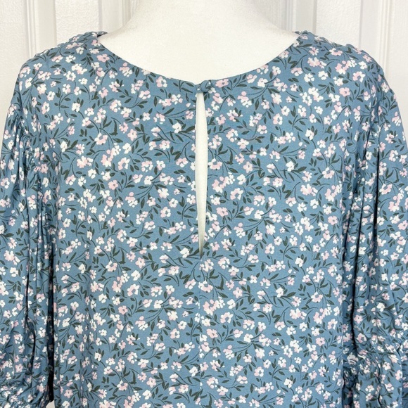 NWT Torrid Blue Windy Floral Ruffle Sleeve Button Bodice Mini Dress 18 - Picture 14 of 16